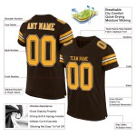 Brown Authentic Mesh Football Custom Jersey Gold-White Brown Authentic Mesh Football Custom Jersey Gold-White