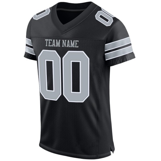 Jersey Black Authentic Football Mesh Silver-White Custom Jersey Black Authentic Football Mesh Silver-White Custom