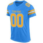 Custom Powder Jersey Blue Mesh Authentic Gold-White Football Custom Powder Jersey Blue Mesh Authentic Gold-White Football