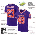 Football Authentic Mesh Purple Jersey Throwback Custom Orange-White Football Authentic Mesh Purple Jersey Throwback Custom Orange-White