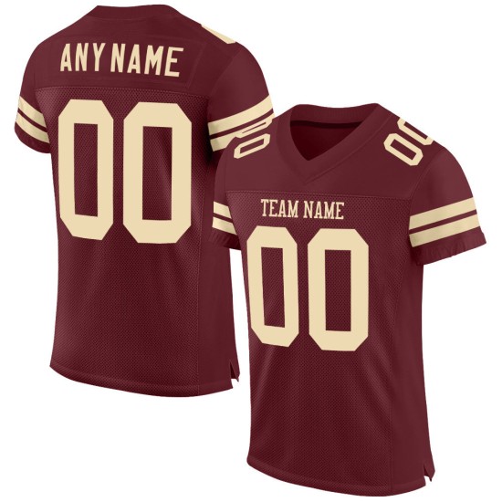 Authentic Burgundy Football Mesh Jersey Cream Custom Authentic Burgundy Football Mesh Jersey Cream Custom