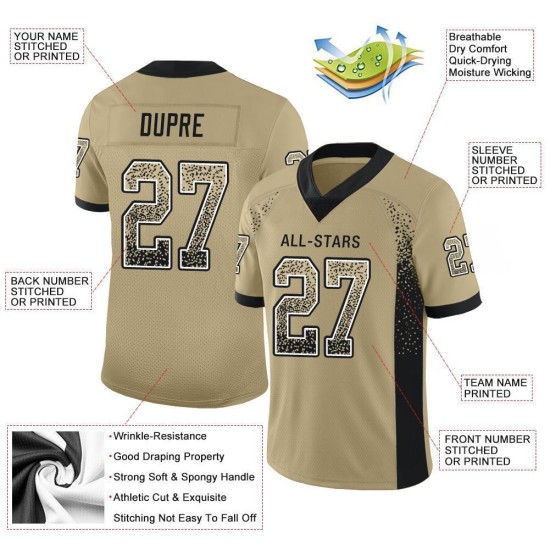 Football Gold Mesh Drift Fashion Jersey Black-White Vegas Custom Football Gold Mesh Drift Fashion Jersey Black-White Vegas Custom