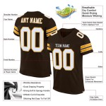 Football Mesh Custom Authentic Brown Jersey White-Gold Football Mesh Custom Authentic Brown Jersey White-Gold