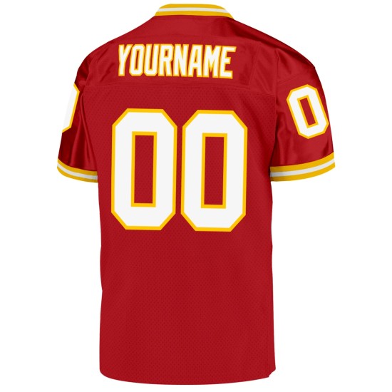 Custom Mesh White-Gold Red Authentic Jersey Throwback Football Custom Mesh White-Gold Red Authentic Jersey Throwback Football