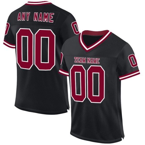 Mesh Football Throwback Authentic Jersey Custom Maroon-White Black Mesh Football Throwback Authentic Jersey Custom Maroon-White Black