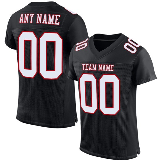 White-Red Football Authentic Jersey Mesh Black Custom White-Red Football Authentic Jersey Mesh Black Custom