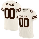Custom Authentic Football Brown Cream Jersey Mesh Custom Authentic Football Brown Cream Jersey Mesh