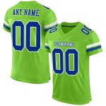 Authentic Custom Football Neon Royal-White Jersey Green Mesh Authentic Custom Football Neon Royal-White Jersey Green Mesh