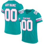 White-Pink Mesh Aqua Football Custom Authentic Jersey White-Pink Mesh Aqua Football Custom Authentic Jersey