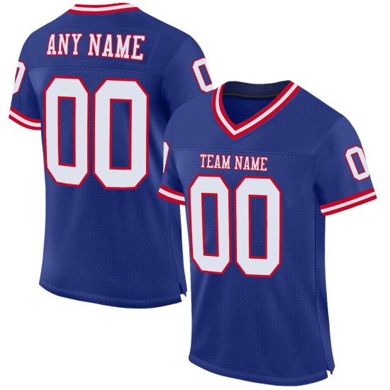 White-Red Authentic Royal Jersey Mesh Football Custom Throwback White-Red Authentic Royal Jersey Mesh Football Custom Throwback