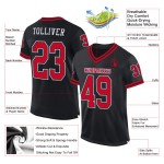Red-White Authentic Mesh Throwback Black Custom Jersey Football Red-White Authentic Mesh Throwback Black Custom Jersey Football