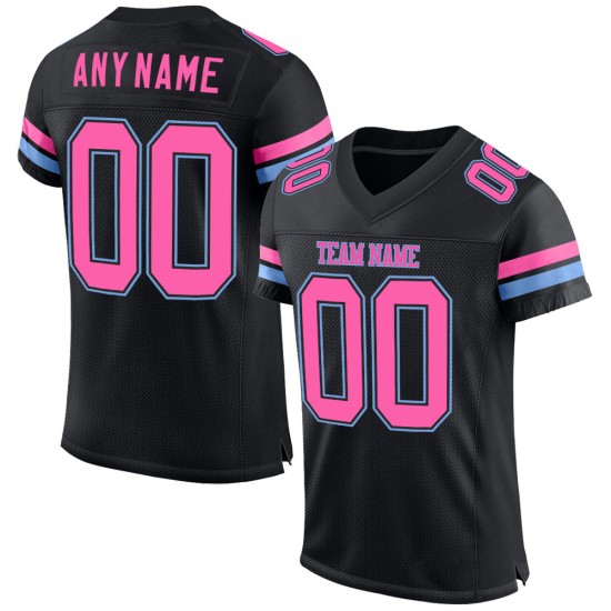 Pink-Light Authentic Football Mesh Blue Custom Jersey Black Pink-Light Authentic Football Mesh Blue Custom Jersey Black