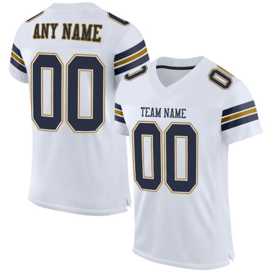 Mesh Custom Gold White Jersey Navy-Old Authentic Football Mesh Custom Gold White Jersey Navy-Old Authentic Football