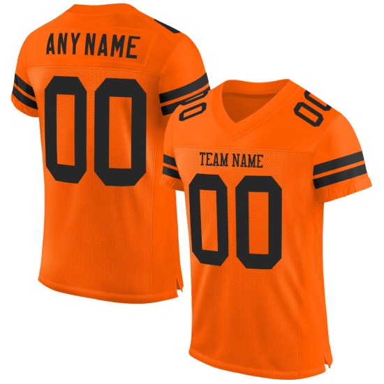 Authentic Custom Orange Black Jersey Mesh Football Authentic Custom Orange Black Jersey Mesh Football