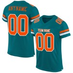 Custom Authentic Mesh Teal Orange-White Football Jersey Custom Authentic Mesh Teal Orange-White Football Jersey